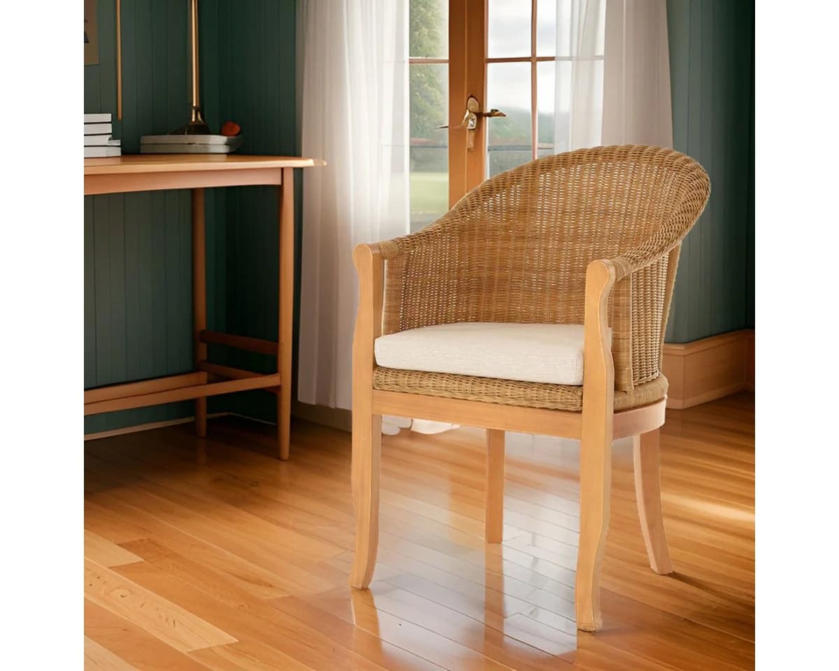 Krines Home Relaxsessel Rattan mit Holzbeinen und Polster - Bild 5