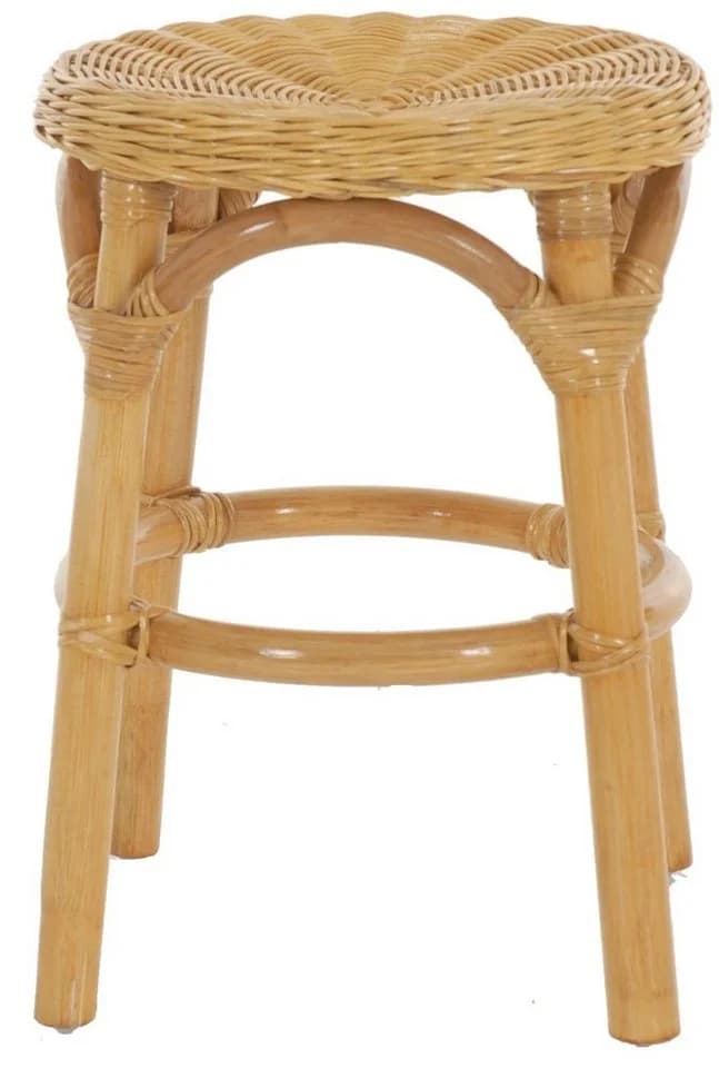 Krines Home Badhocker aus natürlichem Rattan - Runder Schemel - Bild 2