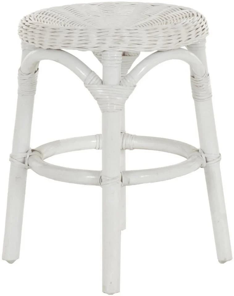 Krines Home Badhocker aus natürlichem Rattan Rattanhocker Beistell-Hocker Rund Ø 34cm, Schemel Badhocker