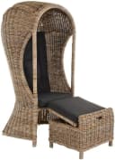 Krines Home Loungesessel Rattansessel "Beach" Grau Natur mit Dach Bild 2
