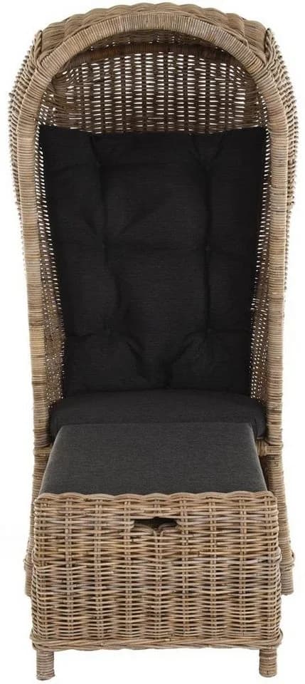 Krines Home Loungesessel Rattansessel "Beach" Grau Natur mit Dach - Bild 4