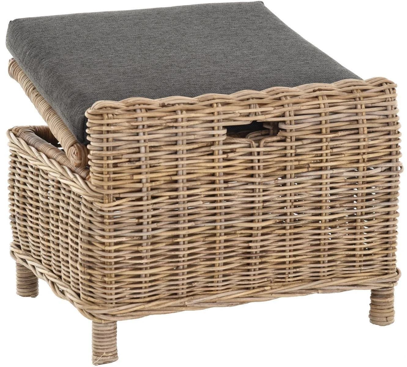 Krines Home Loungesessel Rattansessel "Beach" Grau Natur mit Dach - Bild 5