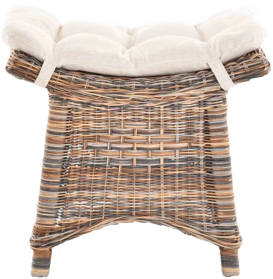 Krines Home Rattan Sitzhocker mit Kissen - Stabil & Vielseitig