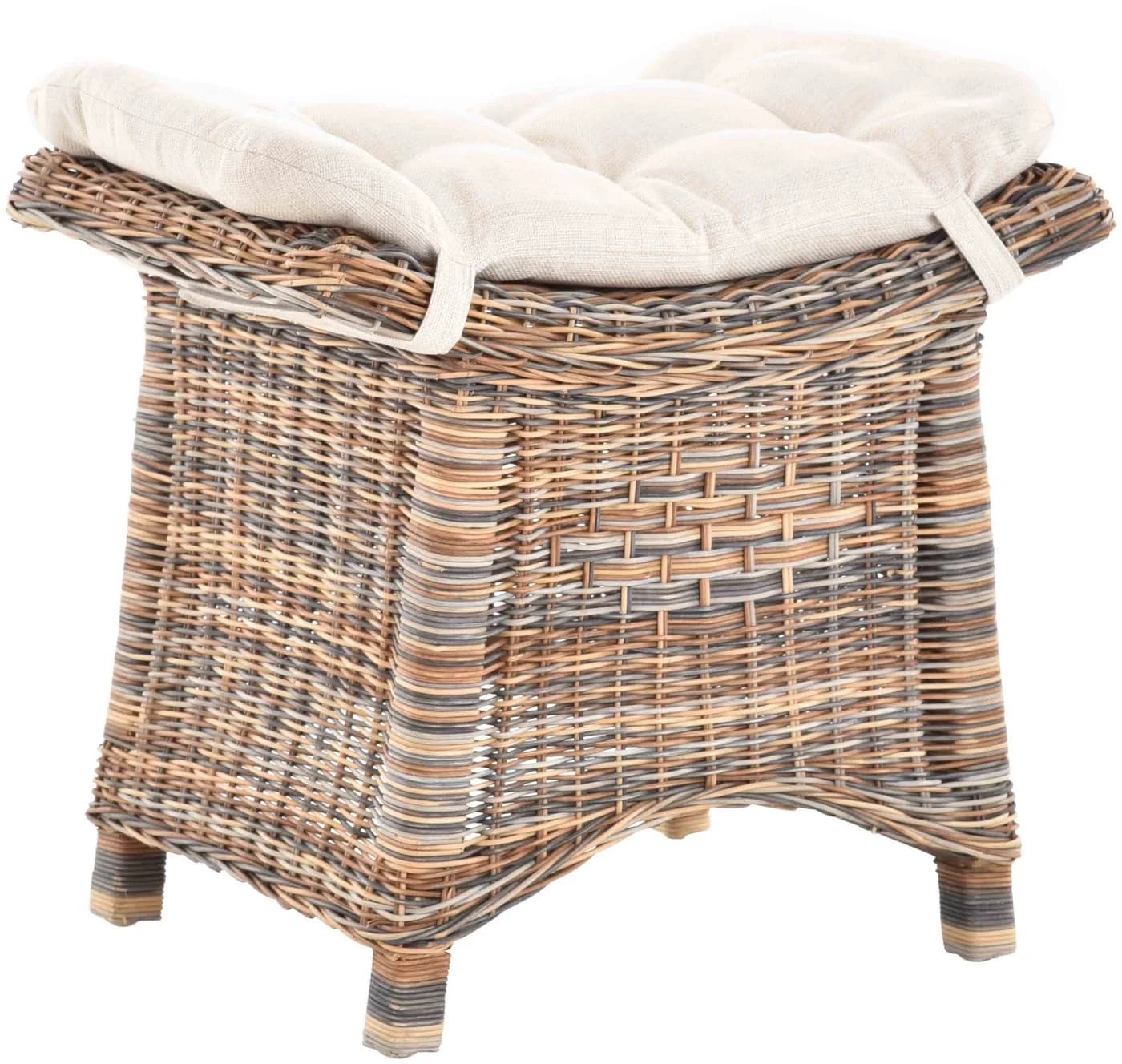 Krines Home Rattan Sitzhocker mit Kissen - Stabil & Vielseitig - Bild 2
