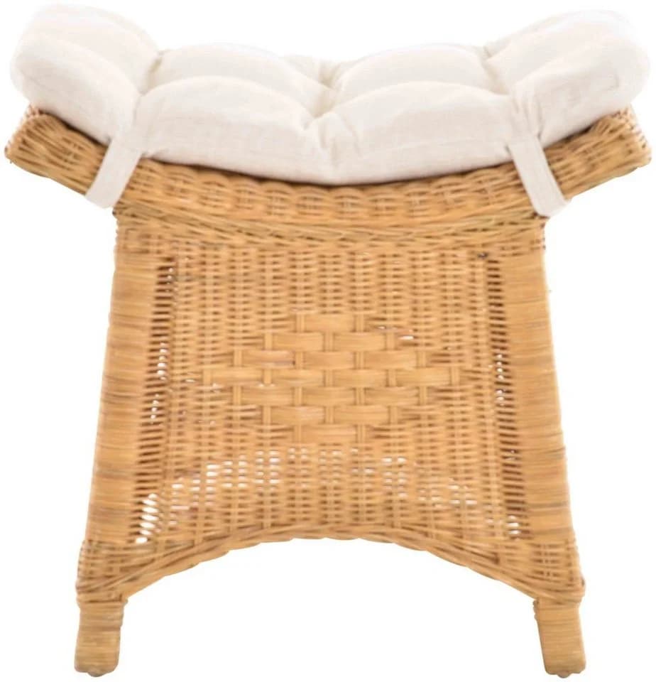 Krines Home Rattan Sitzhocker mit Kissen Honig