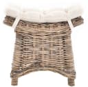 Krines Home Sitzhocker Fußhocker Echtes Rattan Grau Natur mit Kissen Bild 1