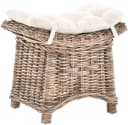 Krines Home Sitzhocker Fußhocker Echtes Rattan Grau Natur mit Kissen Bild 2