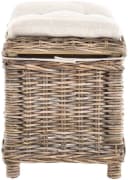 Krines Home Sitzhocker Fußhocker Echtes Rattan Grau Natur mit Kissen Bild 3