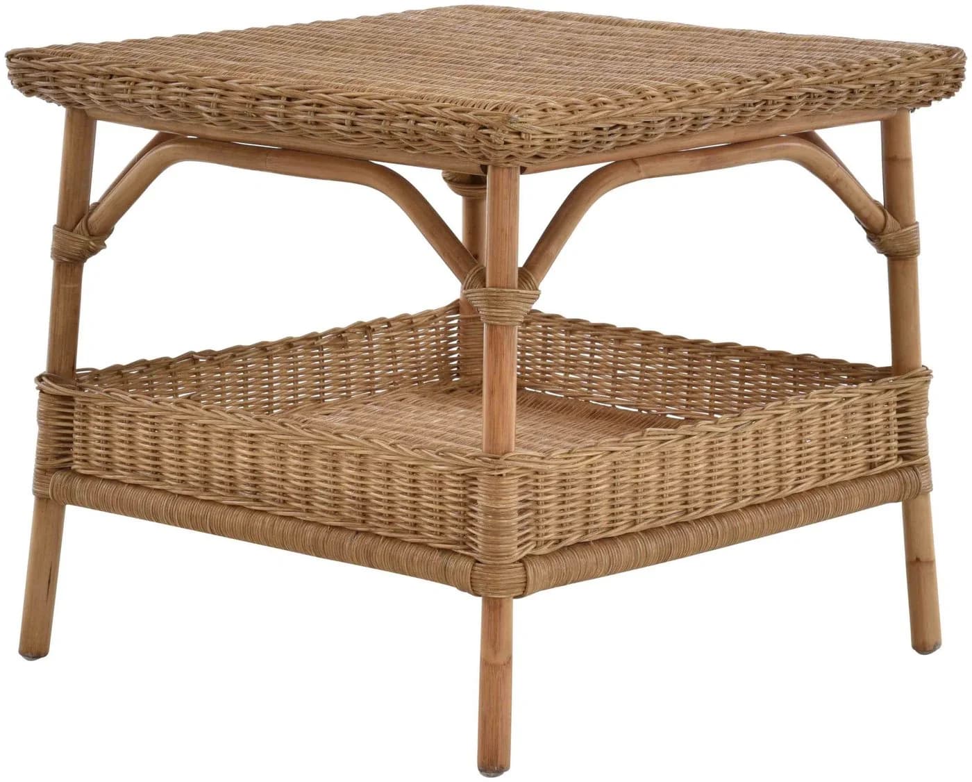 Krines Home Beistelltisch Rattan Quadratisch Honig-Dunkel
