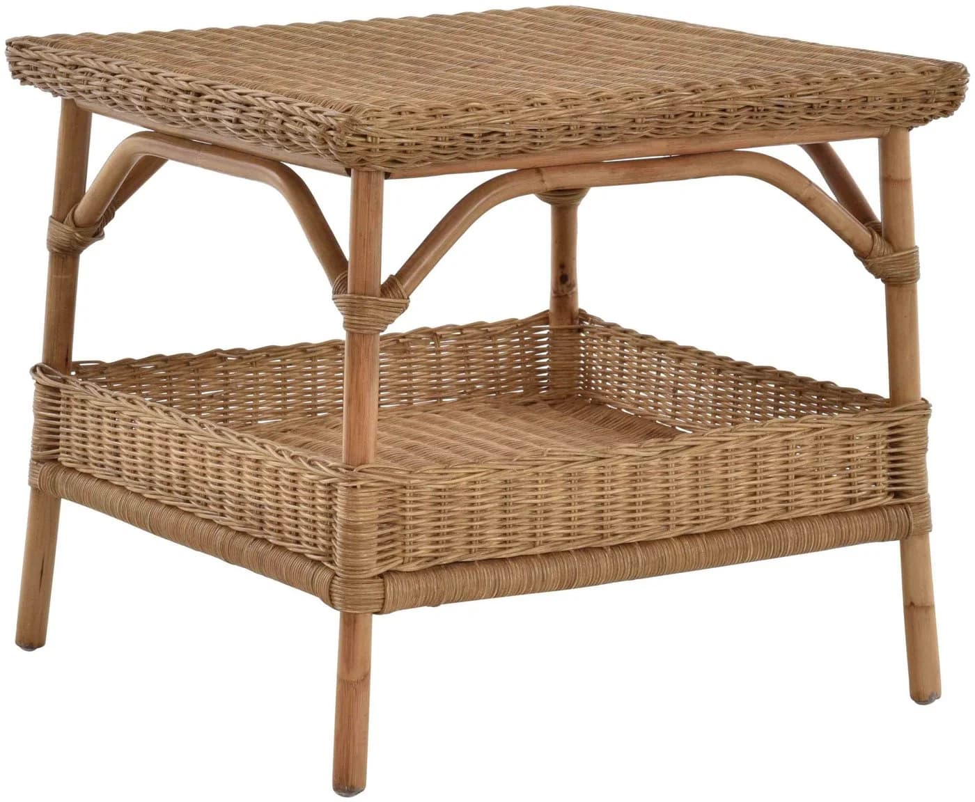Krines Home Beistelltisch Rattan Quadratisch Honig-Dunkel - Bild 2