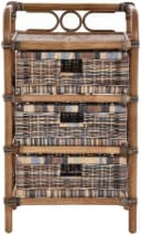 Krines Home Badregal Rattan mit 3 Schubladen braun Bild 1