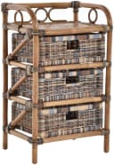 Krines Home Badregal Rattan mit 3 Schubladen braun Bild 2