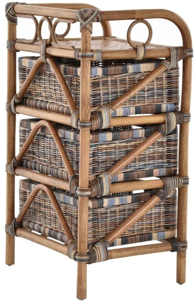 Krines Home Badregal Rattan mit 3 Schubladen braun - Bild 4