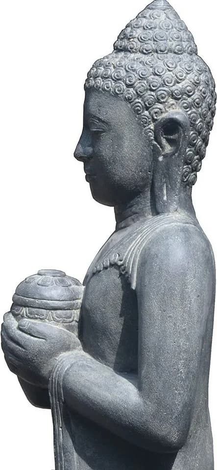 Krines Home Buddha-Figur Lavastein-Guss Grau 150 cm