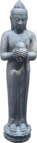 Krines Home Buddha-Figur Lavastein-Guss Grau 150 cm Bild 2