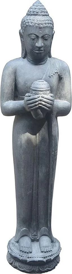 Krines Home Buddha-Figur Lavastein-Guss Grau 150 cm - Bild 2