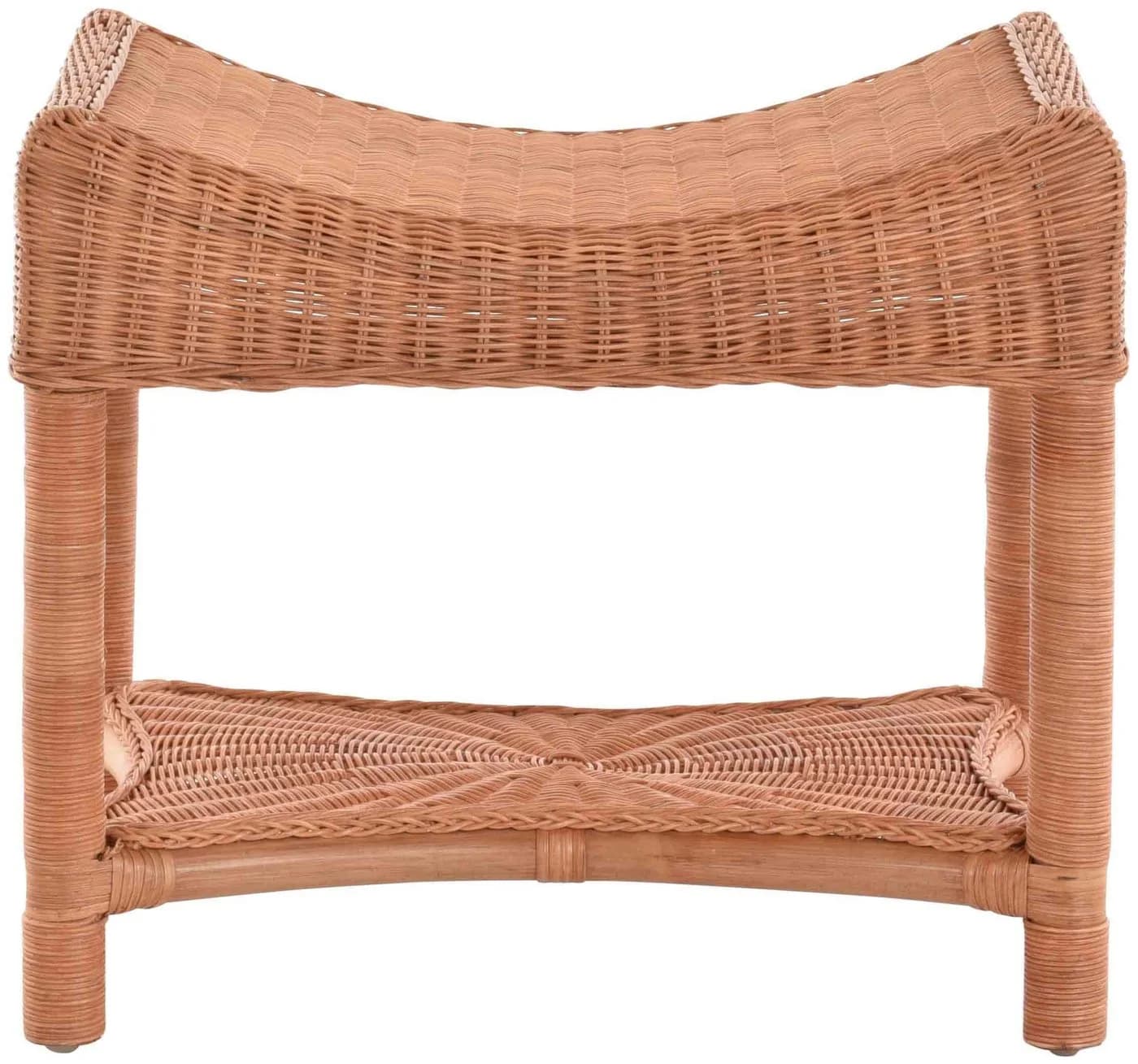 Krines Home Rattan Hocker Terracotta Geschwungen