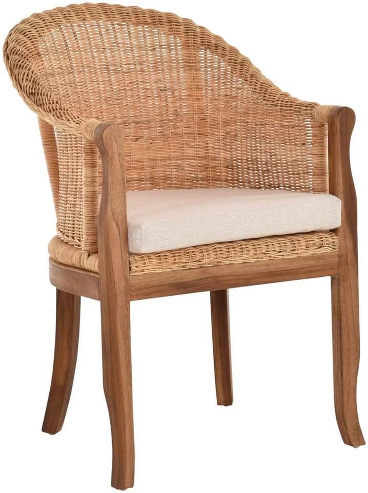 Krines Home Relaxsessel Rattan-Sessel mit Holzbeinen, Sessel aus echtem Rattan mit Polster - Bild 2