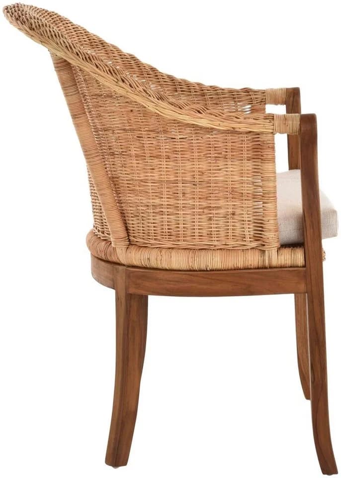 Krines Home Relaxsessel Rattan-Sessel mit Holzbeinen, Sessel aus echtem Rattan mit Polster - Bild 3