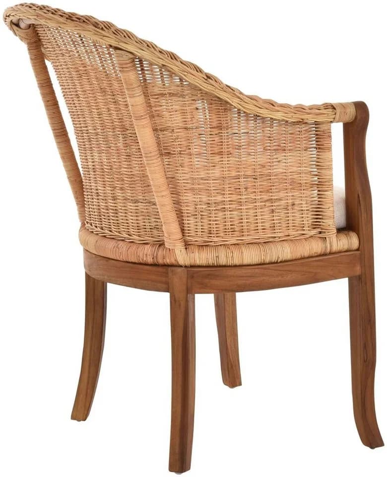 Krines Home Relaxsessel Rattan-Sessel mit Holzbeinen, Sessel aus echtem Rattan mit Polster - Bild 4