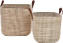 Krines Home Aufbewahrungskorb Set/2 Handgearbeitete Seegras Dekokörbe zur Aufbewahrung Flechtkorb Bild 1