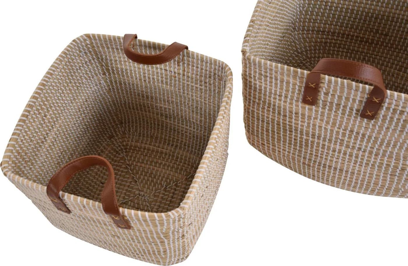 Krines Home Aufbewahrungskorb Set/2 Handgearbeitete Seegras Dekokörbe zur Aufbewahrung Flechtkorb - Bild 3