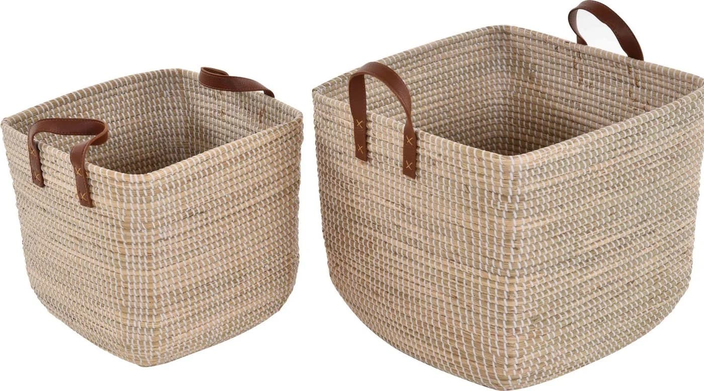 Krines Home Aufbewahrungskorb Set/2 Handgearbeitete Seegras Dekokörbe zur Aufbewahrung Flechtkorb - Bild 5