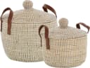 Krines Home Aufbewahrungskorb Set 2 St. Seegras mit Deckel Bild 2