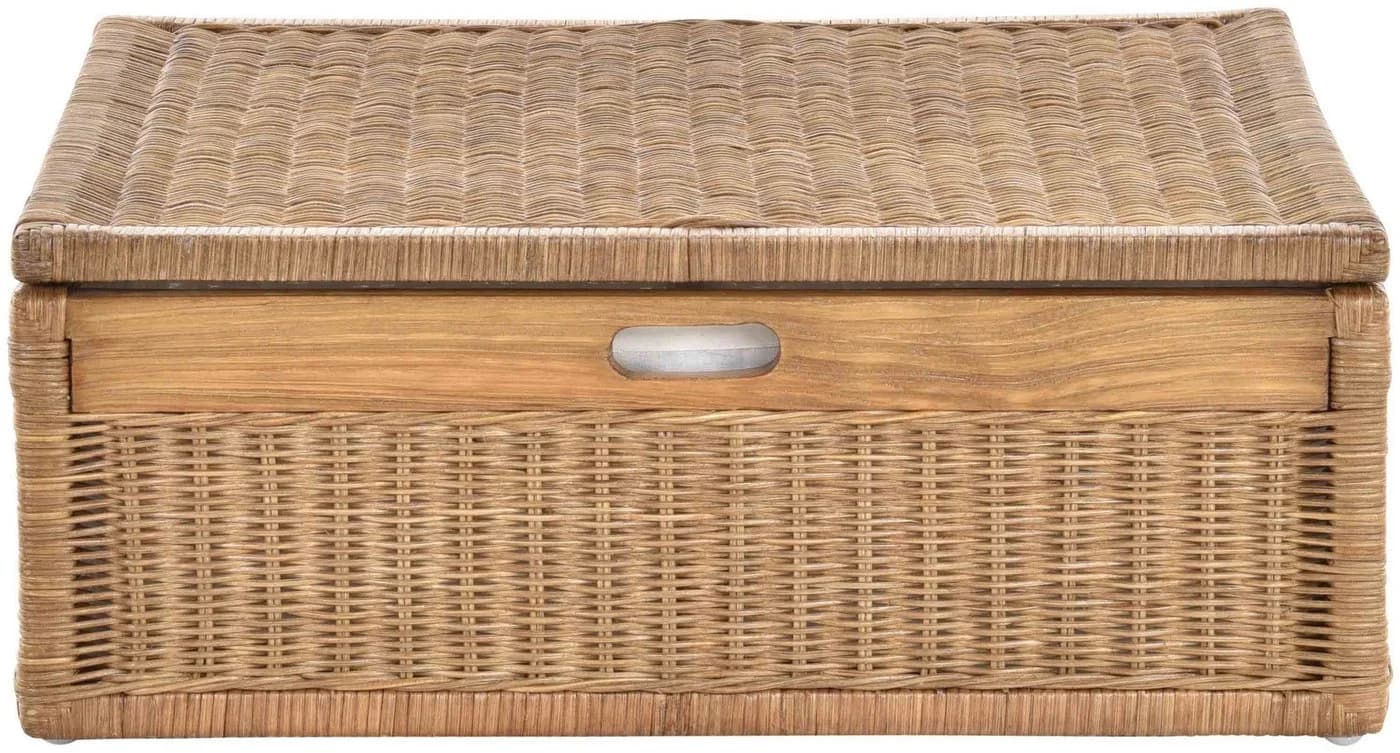 Krines Home Aufbewahrungskorb Unterbett Rattan Hellbraun mit Deckel