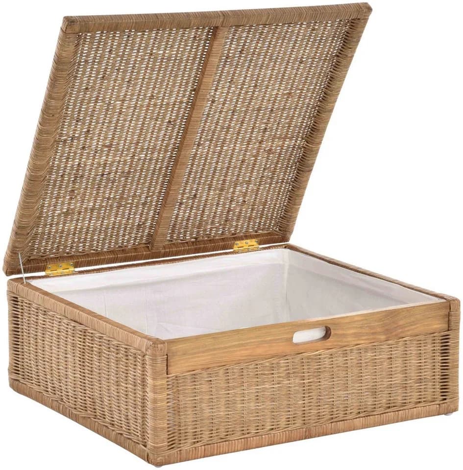 Krines Home Aufbewahrungskorb Unterbett Rattan Hellbraun mit Deckel - Bild 3