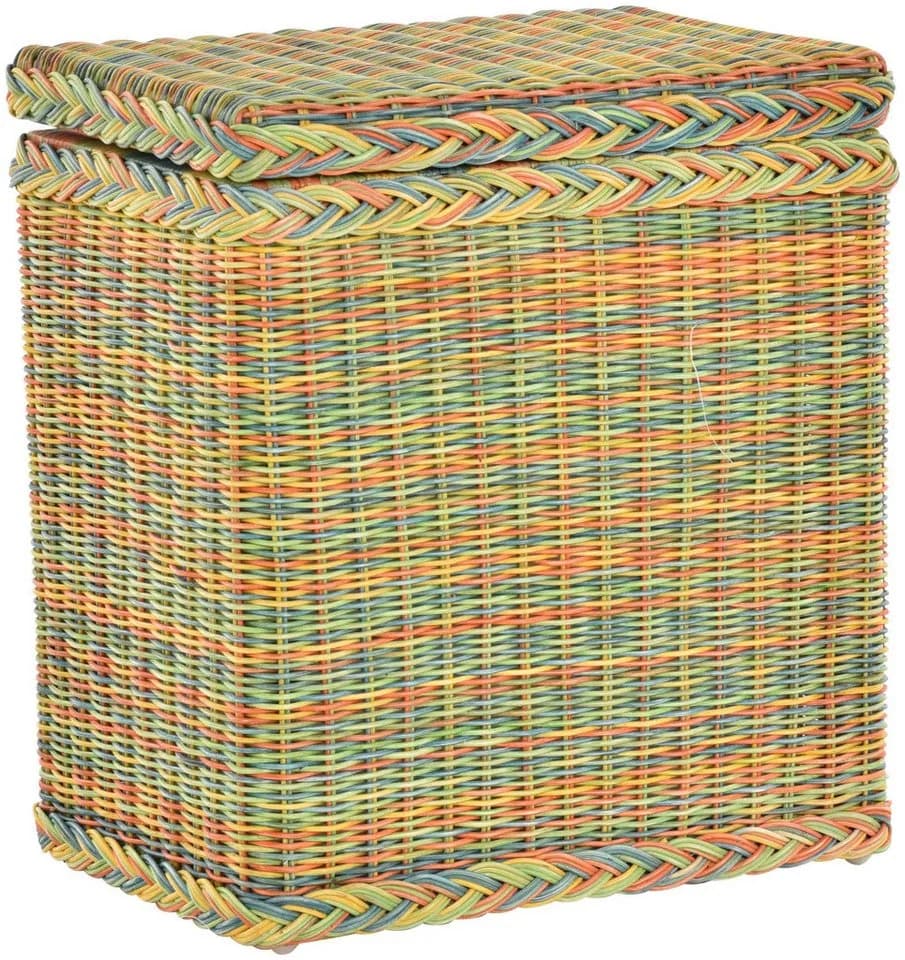 Krines Home Wäschekorb Rattan Bunt mit Deckel & Inlett - Bild 2