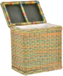 Krines Home Wäschekorb Rattan Bunt mit Deckel & Inlett Bild 4