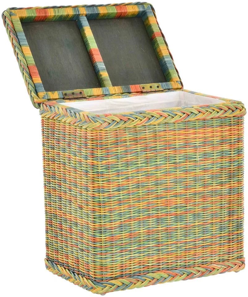 Krines Home Wäschekorb Rattan Bunt mit Deckel & Inlett - Bild 4