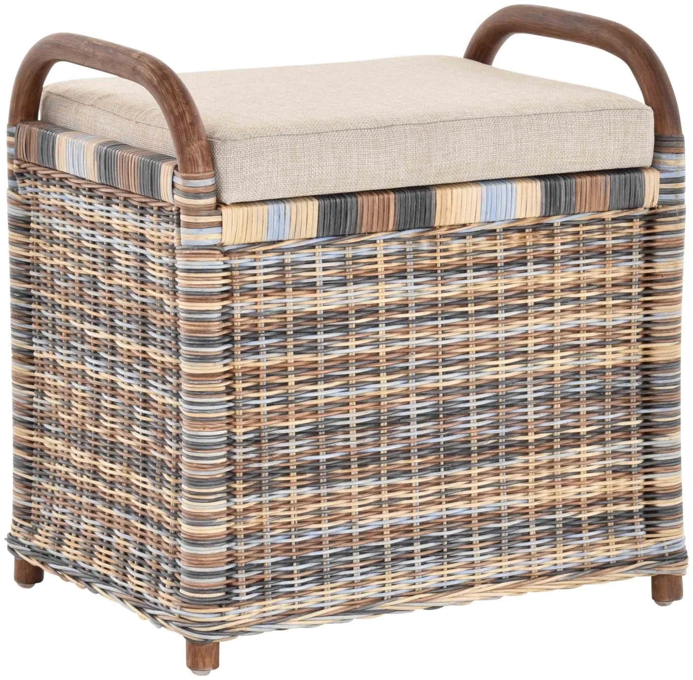 Krines Home Sitzbank Rattan mit Stauraum und gepolstertem Deckel - Bild 2