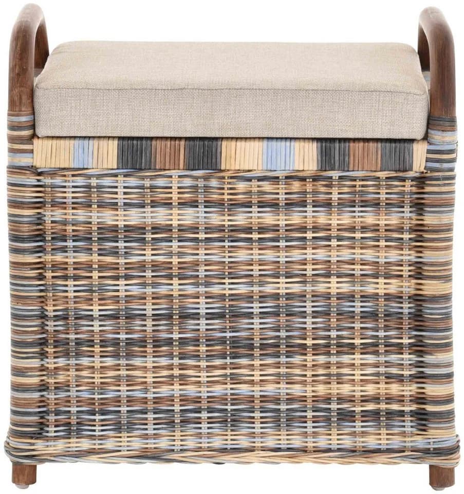 Krines Home Sitzbank Rattan mit Stauraum und gepolstertem Deckel - Bild 4