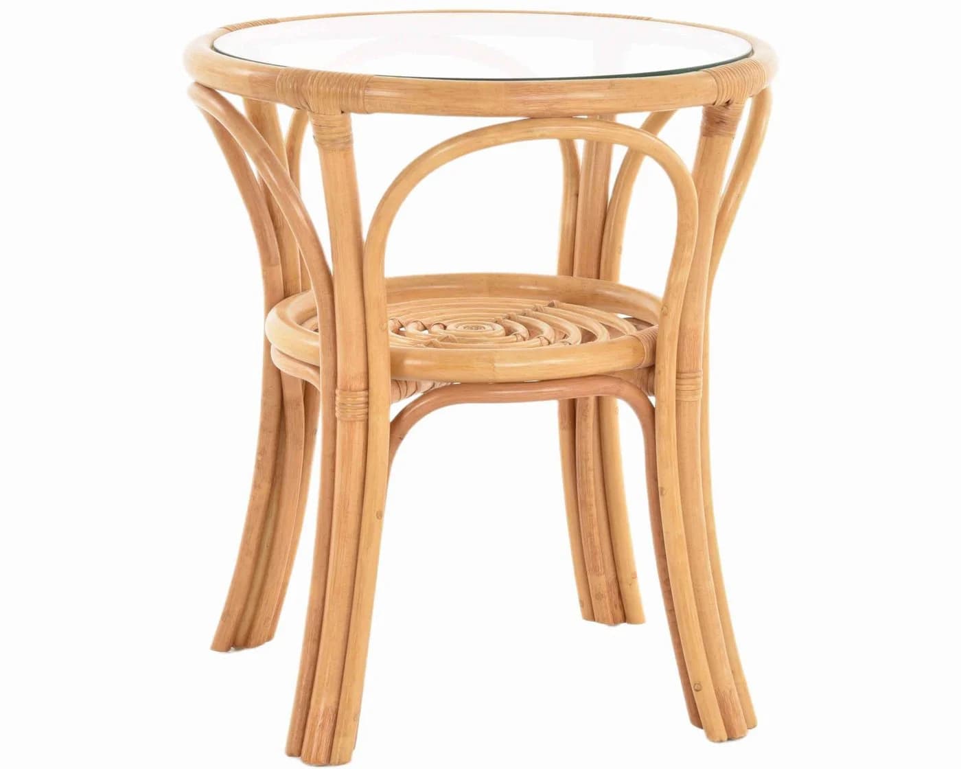 Krines Home Beistelltisch Rattan Glasplatte Ø 56 cm - Bild 2
