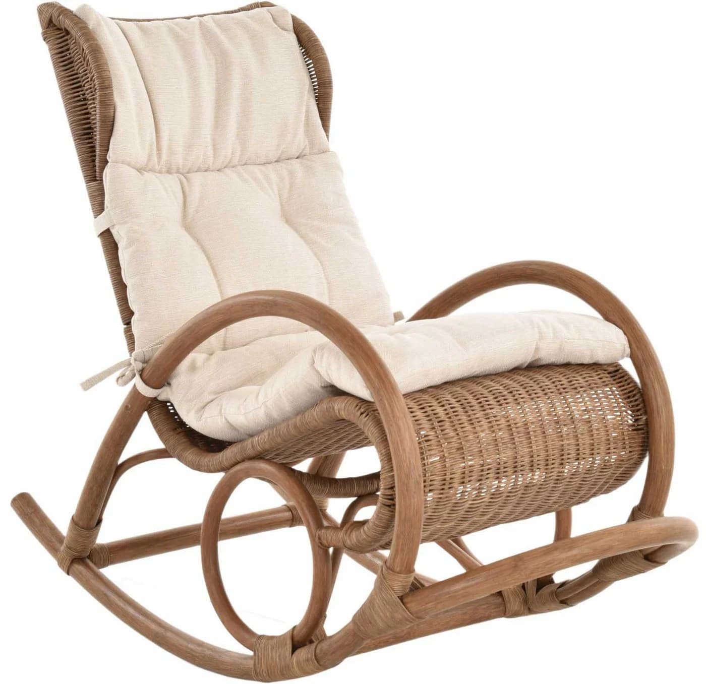 Krines Home Schaukelstuhl Luxor Natur Rattan Schaukelsessel - Bild 2