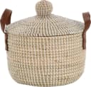Krines Home Aufbewahrungskorb Handgearbeiteter Seegras Dekokorb mit Deckel Bild 1