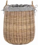Krines Home Wäschekorb Rattan Rund mit Griffen Bild 1