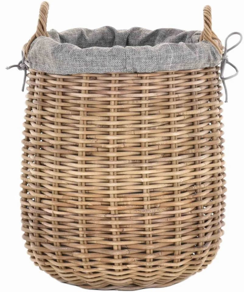 Krines Home Wäschekorb Rattan Rund mit Griffen