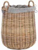 Krines Home Wäschekorb Rattan Rund mit Griffen Bild 2