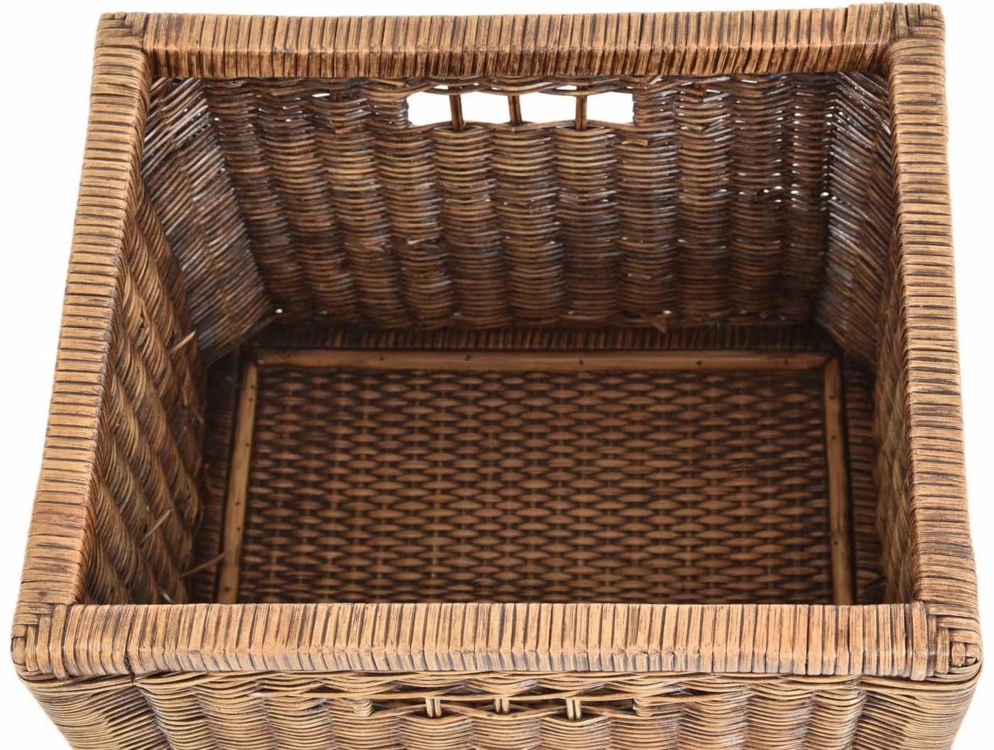 Krines Home Regalkorb Set 2 St. Braun Rattan Holzrahmen
