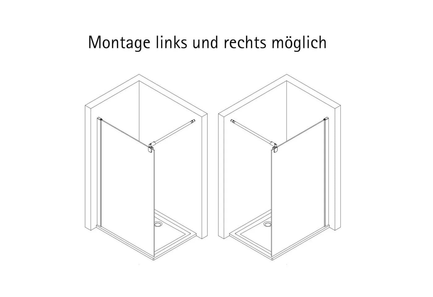 Schulte Walk-in-Dusche Alexa Style 2.0 Duschwand Klar Hell Gunmetal