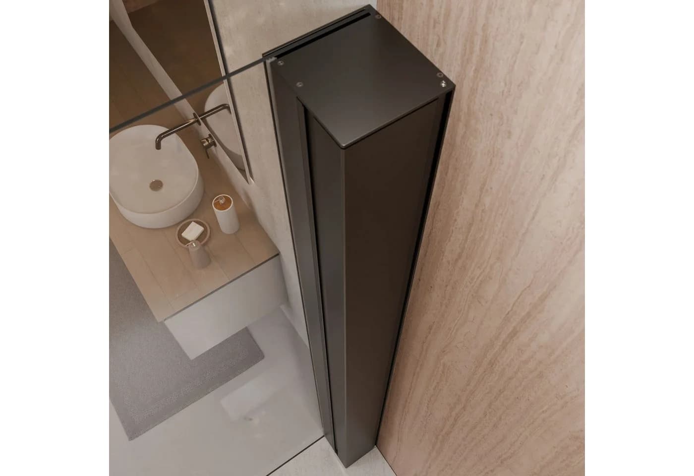 Schulte Walk-in-Duschwand Toura mattschwarz mit integriertem Duschregal - Bild 3