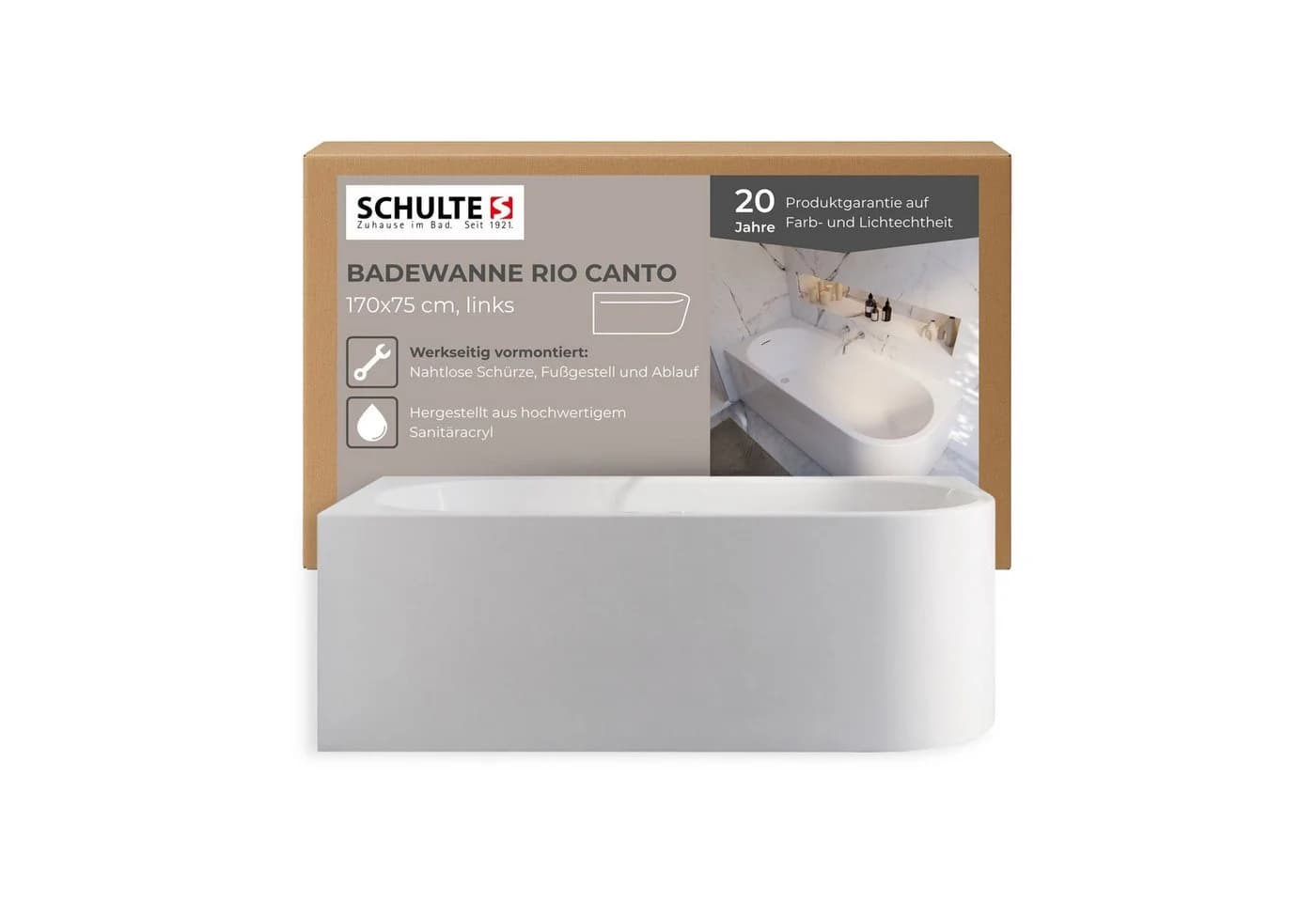 Schulte Badewanne Rio Canto Weiß Sanitäracryl Komplett-Set - Bild 2
