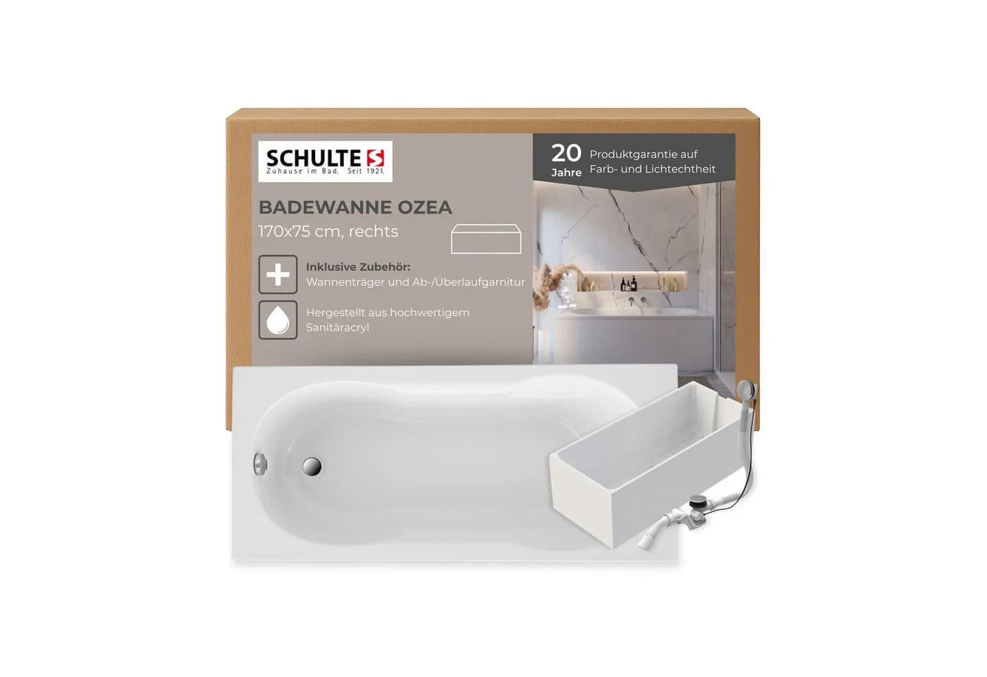 Schulte Badewanne Ozea Weiß Sanitäracryl - Bild 2