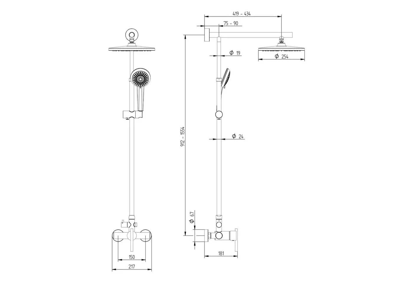 Schulte Duschsystem mit Einhebelmischer, Höhe 155,4 cm - Bild 3