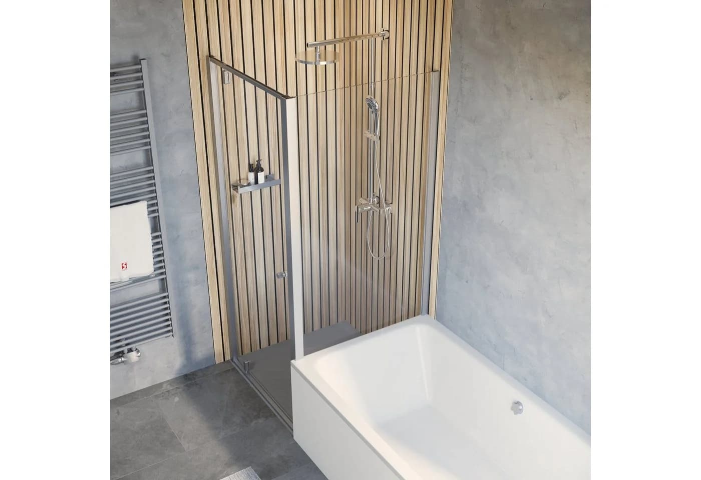 Schulte Eckdusche Trend 2.0 Drehtür mit Seitenwand auf Badewanne - Bild 2