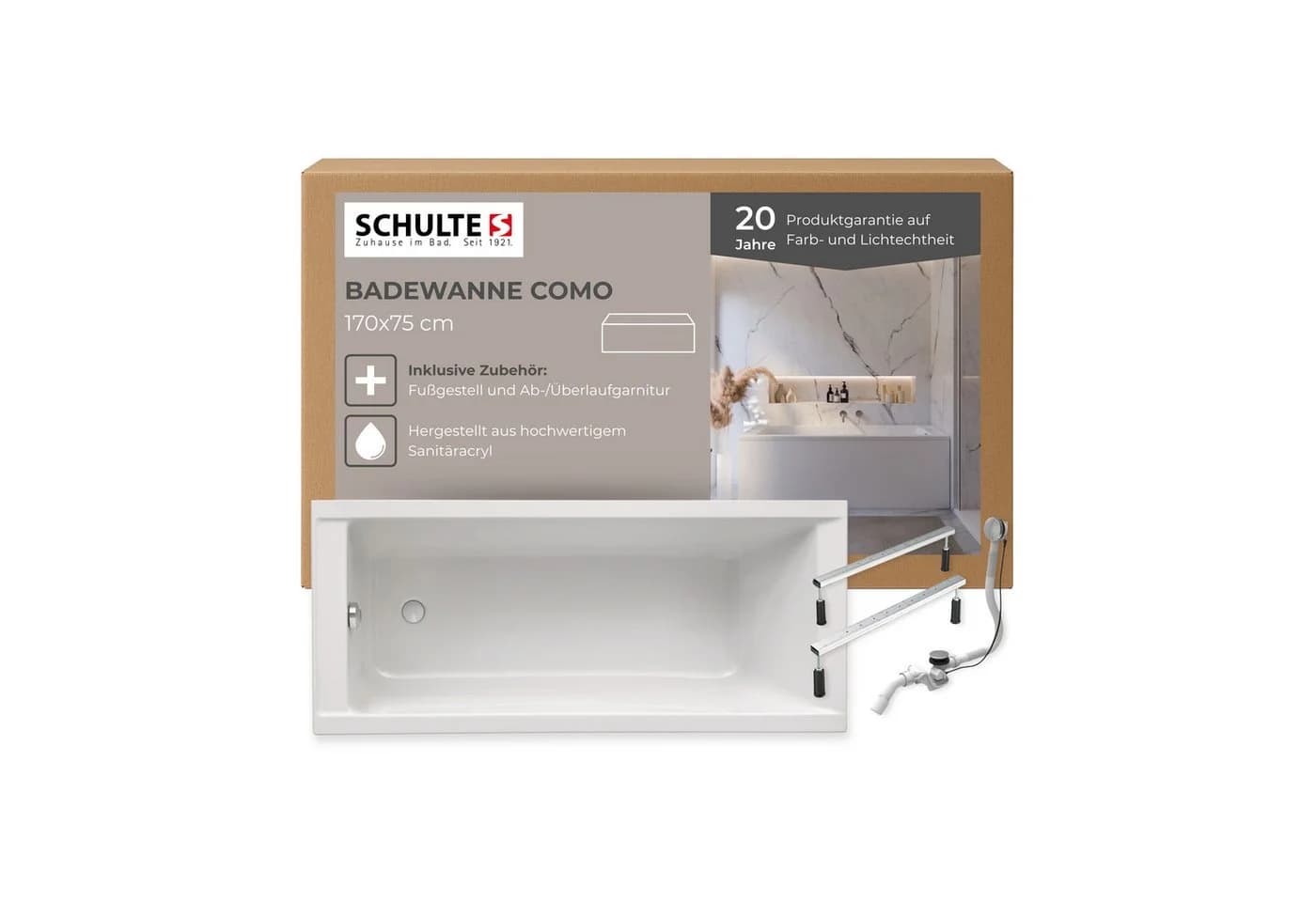 Schulte Badewanne Como Körperform Sanitäracryl Weiß - Bild 2