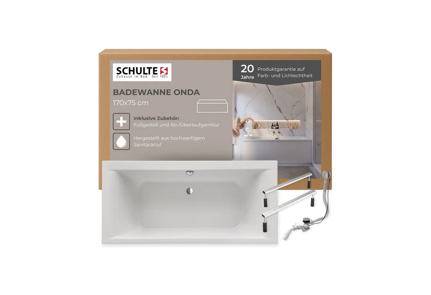 Schulte Badewanne Onda Weiß Sanitäracryl Komplett-Set - Bild 2
